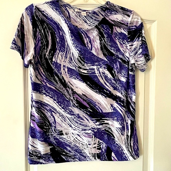 JM Collection Petite Purple and Black Women's Blouse Size Small - Picture 1 of 10